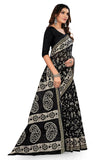 Tamaira Fashion Womens Plain Weave Pure Cotton Saree Without Blouse Piece(2476_Black)
