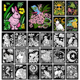 Zhanmai 48 Pcs Fuzzy Velvet Coloring Posters Artistic Edition Animal Fuzzy Color Your Own Sheets for Adults DIY Coloring Poster