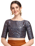 OOMPH! Jacquard Grey Readymade Blouse for Women - rbbl141m