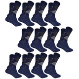 Cotson MenS Diamond Cut Organic Cotton Crew Length Socks (Navy, Pack Of 12)