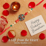Store Indya Premium Rakhi With Greeting Card And Roli-Chawal Gift Pack For Brother, Bhai | Raksha Bandhan Traditional Rakhi Brac,Nylon,Multicolor