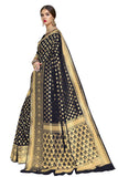 Glory Sarees Womens Jacquard Art Silk Kanchipuram Saree (Kara115Black_Black)