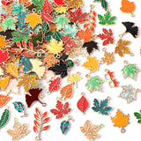 MARFOREVER Maple Leaf Charm, 120Pcs Fall Leaf Charms for Jewelry Making, Thanksgiving Day Charms Autumn Enamel Pendant for DIY B