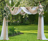 WARM HOME DESIGNS Wedding Arch Draping Fabric Bundle Has 2 216 Inch (18 Feet) Scarves in White & Taupe Fabric Colors for Wedding