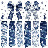 Chitidr 6 Rolls 30 Yards Christmas Wired Ribbon 2 Inch Blue Christmas Ribbons Snowflake Reindeer Snowman Ribbons Winter Swirl Bu