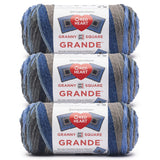 Red Heart All in One Granny Square Grande Blue Ribbon Yarn - 3 Pack of 250g/8.8oz - 100% Acrylic - #4 Worsted (Medium) - 440 Yar