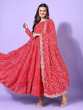Wedani Georgette Anarkali Kurta Set For Women Red,Red,S,Georgette,Anarkali,