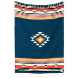 Blue and Tan Mexican Blanket by Laguna Beach Textile Co - Beach, Yoga, Camping, or Decorative Throw Blanket - Traditional Handma