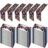 Newwiee 48 Pcs Mexican Floral Pattern Spandex Chair Sashes and 6 Pcs Mexican Table Runner Stretch Chair Ties Fringe Table Runner
