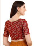 Oomph! Jacquard Red Readymade Blouse For Women - Rbbl89Xxl