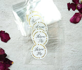 100 Pack Pre-made Clear Confetti Bags with Gold Foil Throw Me Stickers | Wedding Petal Toss Packets - Pre-Labeled Empty Bags