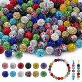 HHCFAST 120Pcs Mixed Color 10mm Rhinestone Beads for Jewelry Making, Multicolor Round Sparkly Clay Crystal Disco Ball Beads for