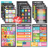 Hadley Designs 16 Educational Posters for Classroom Decor - Chalkboard Educational Posters for Toddlers 1-3, Toddler Learning Po
