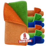 6Pack Reusable, Scrub Dish Cloth NonScratch Microfiber Scrubber, PlanetFriendly, Easy Rinsing, Quick Dry, Dishwasher Safe Cl