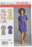 Simplicity 8014 Womens Shirt Dress Sewing Patterns, Sizes 614