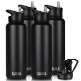 HASLE OUTFITTERS 40oz Stainless Steel Water Bottle, Vacuum Insulated Double Walled Leak Proof Sports Water Bottle with 2 Lids (S