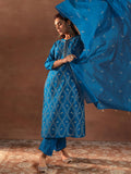 Libas Women'S Chanderi Silk Embroidered Kurta Set (49471 Teal Teal L