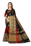 GRECIILOOKS Womens Cotton Blend Half & Half Women Saree For Women (BLACK)