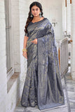 Glory Sarees Womens Banarasi Silk Saree With Blouse Piece (Banarasi_Saree133_Grey)