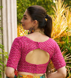 Pujia Mills Womens Fancy Readymade Half Sleeve Sequins Saree Blouse (Pink 1, 32)