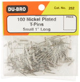 DuBro Nickel Plated TPin, Designed for use in Aircraft, Car, Boat, & Helicopter Models, Hold Parts in Place, 1 long, 100 pcs