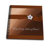 3dRose Matron of Honor Request, Autumn Orange Ribbon with Flower on Peach Memory Book, 12 by 12Inch (db_43427_2)