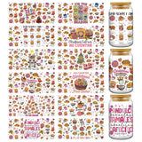 Christmas UV DTF Stickers- 12 Sheets Tis the Season Spanish UV DTF Tumbler Wraps for 16 oz Glass, Pink Coffee Turkey Bread Cold