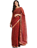 Satrani Womens Chiffon Saree with Blouse Piece (1471ST132_Maroon_One Size)