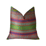 Plutus Brands Plutus Fuchsia Stripes Handmade Throw Pillow, 26 X 26, Magenta/Green/Blue
