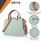 Adisa Texture Stripes Handbag Shoulder Bag For Women And Girls With Sling Belt (Ad4074-Green),Green,,B0DCTG3JKR