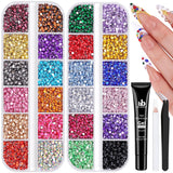 10000Pcs Small Resin Rhinestones for Nail Art with 15ML Nails Rhinestone Glue, Colorful 2/3MM Flatback Bedazzling Gems, Nail Rhi