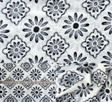 Indian Hand Block Print 60/60 White 100% Cotton Fabric by The Yard, Lightweight Floral Quilting & Sewing Fabric for Dressmaking,