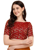 OOMPH! Jacquard Red Readymade Blouse for Women - rbbl89xxl