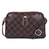 Adisa Women Girls Checks Cross Body Sling Bag (Sl5157-Bro),Brown,,B0F7192T19
