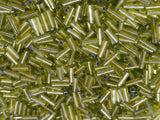 Czech Bugle Beads 40 gr / 1.4 oz Glass Tube Size #3 7mm (Yellow Silver Lined)