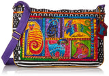Laurel Burch 277725 Medium Crossbody Zipper Top 15X10, Dog Tails Patchwork