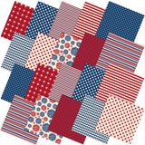 Hahafelt 10 Pcs Vintage Patriotic Quilting Fabric Bundles 20 x 20 Inch Red White Blue USA Flag Star Fat Quarters 4th of July Squ