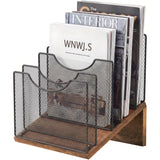 NiOffice Vertical File Holder with 5 Mesh Compartments for Desk
