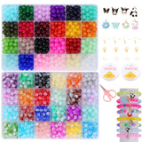 Ambitieux Diy Jewelry Making Kit For Girls 48 Grid Multicolor 900+ Glass Beads Set With Charms, Elastic Thread, Scissors & Acc