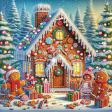 antor Christmas Diamond Painting Kit, 5D Special Shape Diamond Art for Adults, Gingerbread House DIY Crystal Rhinestones Diamond