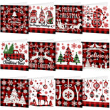 Saillong 12 Pack Christmas Diamond Painting Greeting Card Kits DIY Red Plaid Christmas Diamond Art Cards with Envelopes Xmas 5D