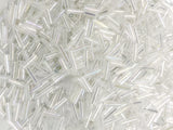 Czech Bugle Beads 40 gr / 1.4 oz Glass Tube Size #3 7mm (Crystal Iridescent)