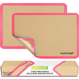 Nutrichef Silicone Baking Mats - 2 Non-stick Food-Grade Silicone Mats - Perfect for Full Baking Pans 24.4 x 16.5 IN - Oven-safe
