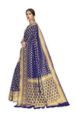 Glory Sarees Womens Jacquard Art Silk Kanchipuram Saree (Kara115Navyblue_Navy Blue)