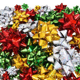 Tatuo 135 Pieces Christmas Colorful Gift Bows Self Adhesive Gift Wrap Metallic Bows for Holiday Christmas Birthday Party Favor,
