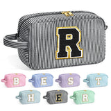 YOOLIFE Initial Makeup Bag - Personalized Cute Cosmetic Bags, Girls Makeup Toiletry Bag Pouch, Makeup Case for Women Her Friend