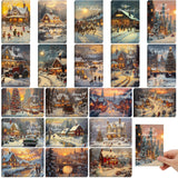 Nuanchu 80 Pcs Vintage Christmas Cards Bulk 4 x 6 Inch City Snow Scene Postcards Retro Winter Blank Greeting Cards for Xmas Holi