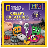 NATIONAL GEOGRAPHIC Creepy Creatures Rock Painting Kit - Halloween Arts & Crafts Kit for Kids, Decorate 10 River Rocks with 10 P