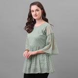 Wedani Women'S Casual Bell Sleeves Top (Large Rama),Rama,L,Polyester,Casual,
