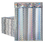 Amiff Holographic Metallic Bubble Mailers, 7 x 11 Inches. Pack of 25 Padded Envelopes Waterproof. Opaque Metallic Bubble Envelop